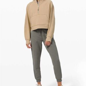 lululemon scuba Cropped oversized Half-Zip Pullover in Beige